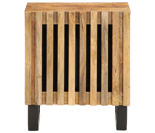 Mesita de noche de madera maciza de mango rugosa 40x34x46 cm