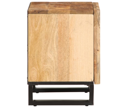 Mesita de noche de madera maciza de mango rugosa 40x34x46 cm