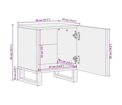 Mesitas de noche 2 uds madera maciza de acacia 40x34x46 cm