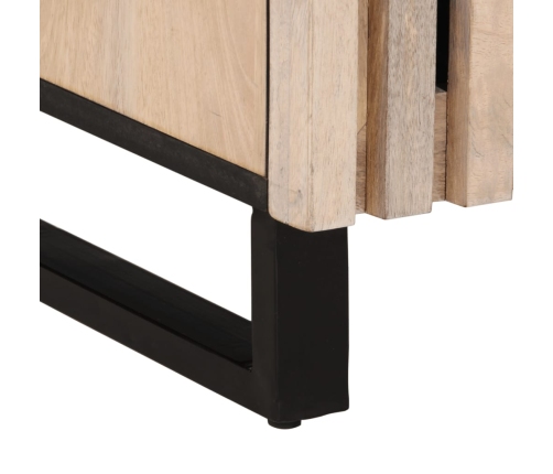 Mesita de noche madera maciza mango blanqueado 40x34x46 cm