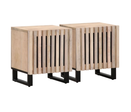 Mesitas de noche 2 uds madera de mango blanqueado 40x34x46 cm