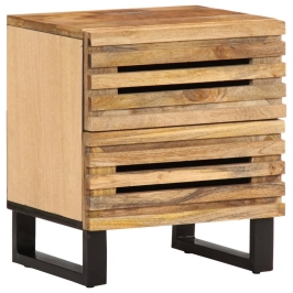 Mesita de noche de madera maciza de mango rugosa 40x34x46 cm