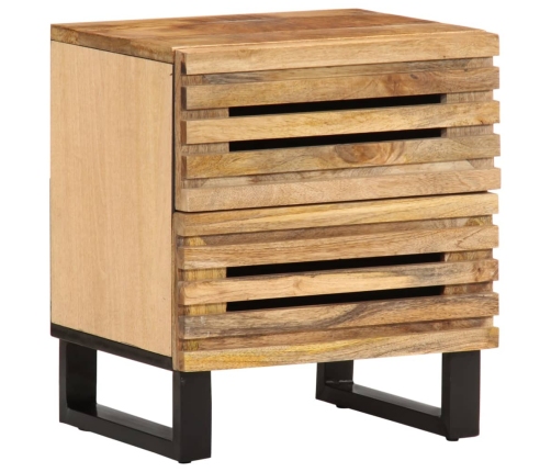 Mesita de noche de madera maciza de mango rugosa 40x34x46 cm