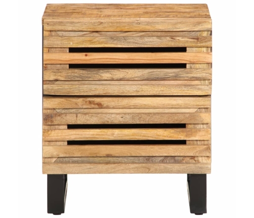 Mesita de noche de madera maciza de mango rugosa 40x34x46 cm