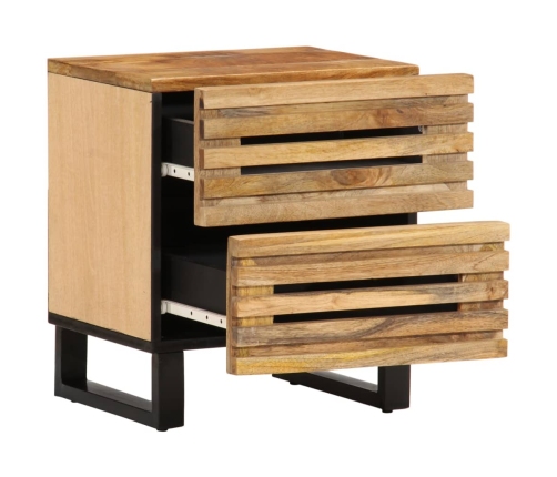 Mesita de noche de madera maciza de mango rugosa 40x34x46 cm