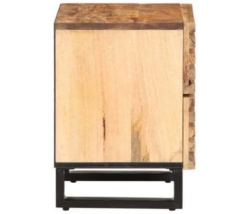 Mesita de noche de madera maciza de mango rugosa 40x34x46 cm