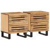 Mesitas de noche 2 uds madera maciza mango rugosa 40x34x46 cm