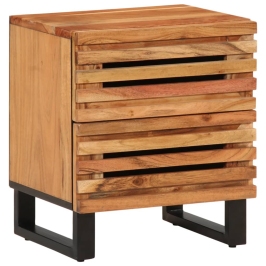 Mesita de noche de madera maciza de acacia 40x34x46 cm