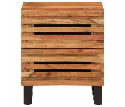 Mesita de noche de madera maciza de acacia 40x34x46 cm