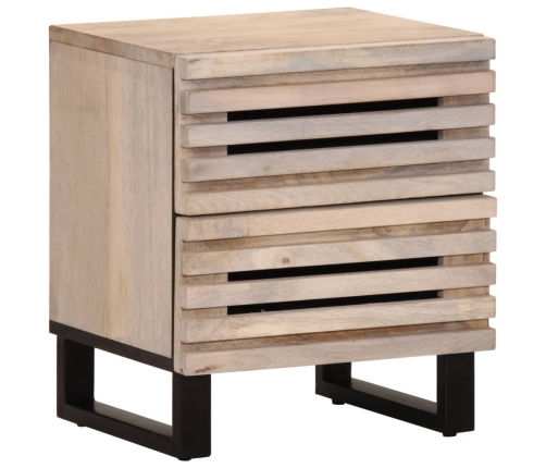 Mesita de noche madera maciza mango blanqueado 40x34x46 cm