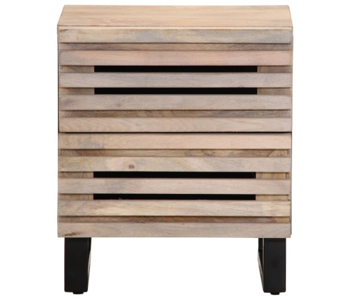 Mesita de noche madera maciza mango blanqueado 40x34x46 cm