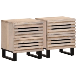 Mesitas de noche 2 uds madera de mango blanqueado 40x34x46 cm