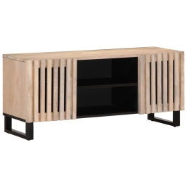 Mueble de TV madera maciza de mango blanco 105x34x46 cm