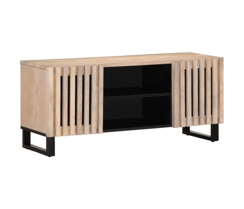 Mueble de TV madera maciza de mango blanco 105x34x46 cm