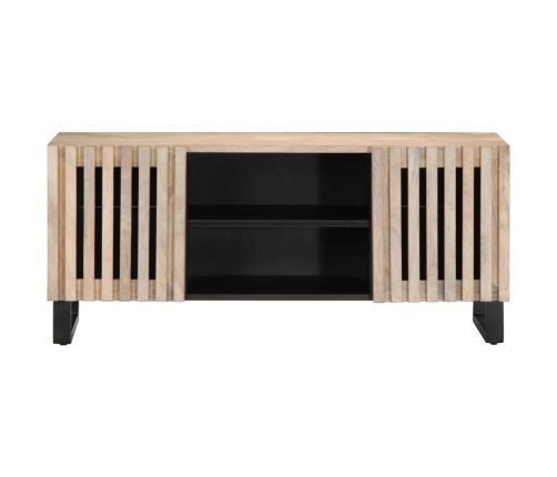 Mueble de TV madera maciza de mango blanco 105x34x46 cm