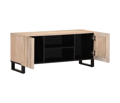 Mueble de TV madera maciza de mango blanco 105x34x46 cm