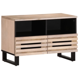 Mueble de TV madera maciza de mango blanco 70x34x46 cm