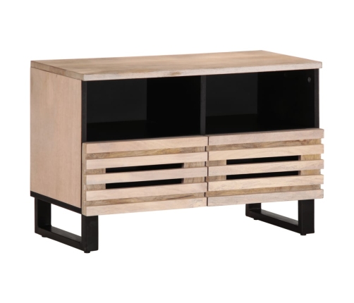 Mueble de TV madera maciza de mango blanco 70x34x46 cm