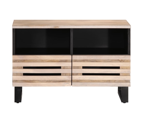 Mueble de TV madera maciza de mango blanco 70x34x46 cm