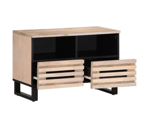 Mueble de TV madera maciza de mango blanco 70x34x46 cm