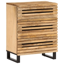 Aparador de madera maciza de mango rugosa 60x34x75 cm