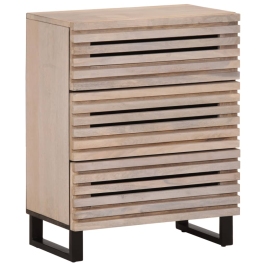 Aparador de madera maciza de mango blanco 60x34x75 cm