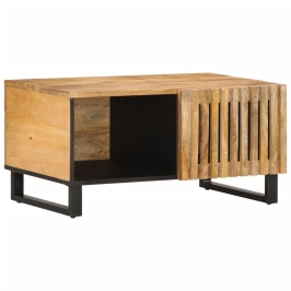 Mesa de centro de madera maciza de mango rugosa 80x51x40 cm