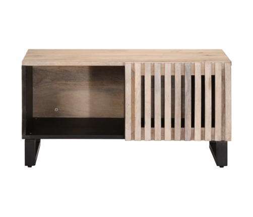 Mesa de centro de madera maciza de mango blanca 80x51x40 cm