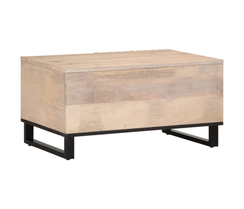 Mesa de centro de madera maciza de mango blanca 80x51x40 cm