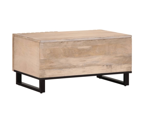 Mesa de centro de madera maciza de mango blanca 80x51x40 cm