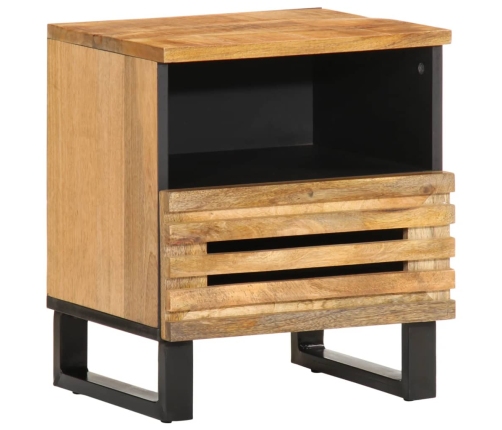 Mesita de noche de madera maciza de mango rugosa 40x34x46 cm