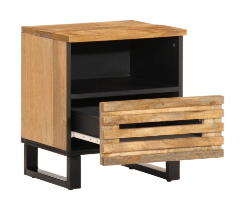 Mesita de noche de madera maciza de mango rugosa 40x34x46 cm