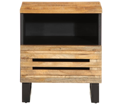 Mesita de noche de madera maciza de mango rugosa 40x34x46 cm