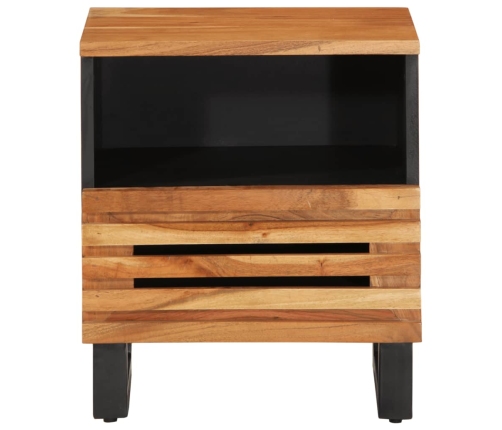 Mesita de noche de madera maciza de acacia 40x34x46 cm