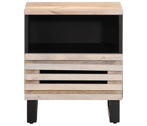 Mesita de noche madera maciza mango blanqueado 40x34x46 cm