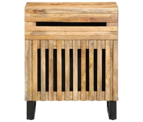 Mesita de noche de madera maciza de mango rugosa 50x34x60 cm