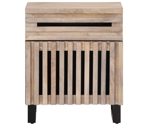 vidaXL Mesita de noche madera maciza de mango blanca 50x34x60 cm