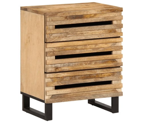 Mesita de noche de madera maciza de mango rugosa 50x34x62 cm