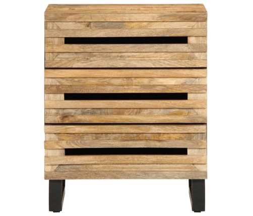 Mesita de noche de madera maciza de mango rugosa 50x34x62 cm