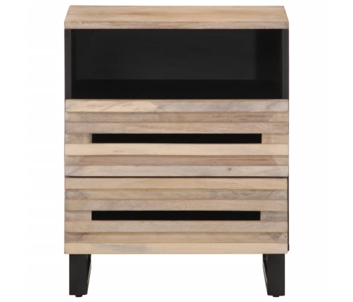 Mesita de noche de madera maciza de mango rugosa 50x34x62 cm