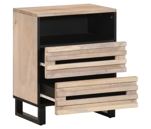 Mesita de noche de madera maciza de mango rugosa 50x34x62 cm