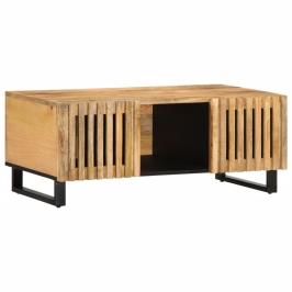 Mesa de centro de madera maciza de mango rugosa 100x55x40 cm