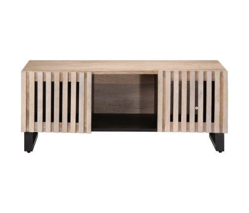 Mesa de centro de madera maciza mango blanco 100x55x40 cm