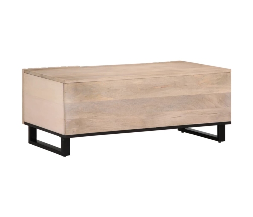 Mesa de centro de madera maciza mango blanco 100x55x40 cm