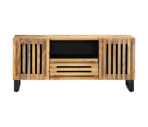 Mueble de TV madera maciza de mango rugosa 100x34x46 cm