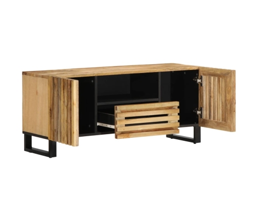 Mueble de TV madera maciza de mango rugosa 100x34x46 cm