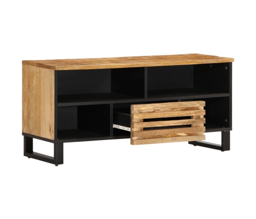 Mueble de TV madera maciza de mango rugosa 100x34x46 cm