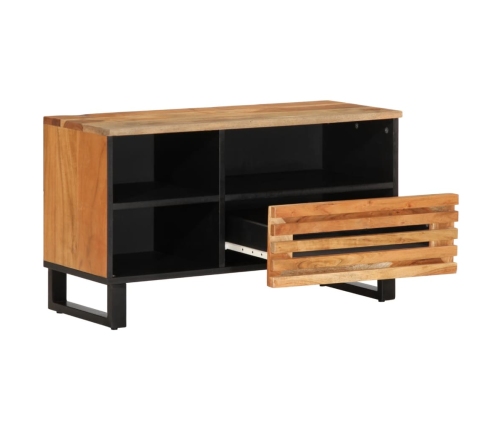 Mueble de TV madera maciza de acacia 80x34x46 cm