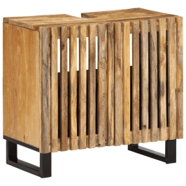 Armario de lavabo para baño madera maciza de mango 62x34x58 cm