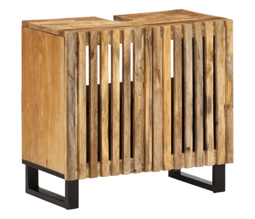 Armario de lavabo para baño madera maciza de mango 62x34x58 cm